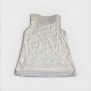 Chico's Top Size 2 Ivory Sleeveless Cotton Blend Lace Layers Scoop Neck